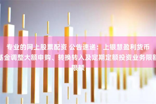 专业的网上股票配资 公告速递：上银慧盈利货币基金调整大额申购、转换转入及定期定额投资业务限额